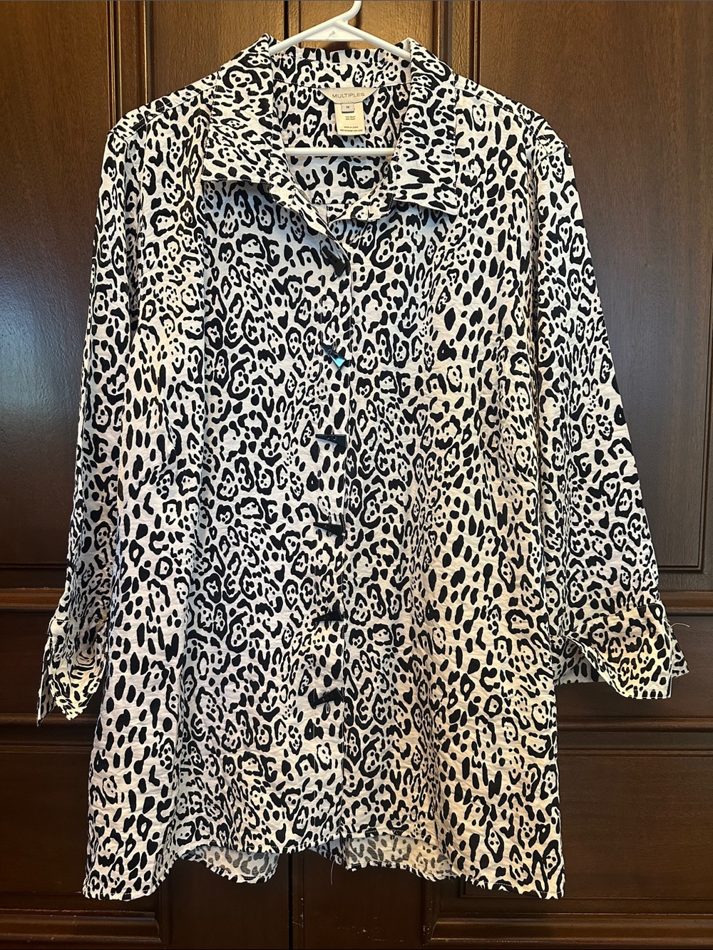Multiples Black and White Leopard Print Shirt